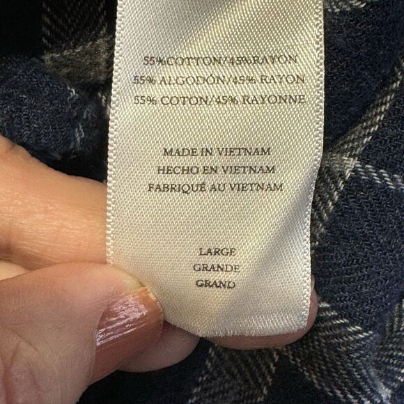 Rails Brushed Lennox Indigo Grey Plaid Flannel Button Down Shirt Men’s Large - Picture 9 of 10